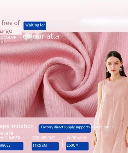 Imitation acetate crepe polyester fabric set, including shirt, skirt, wedding dress, scarf, breathable and lightweight