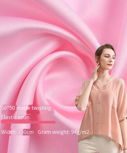 50D50D matte twisted elastic satin, a new silk-like fabric for Hanfu, Tang suit, and cheongsam