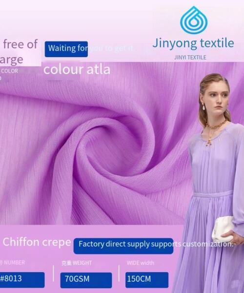 Pearl chiffon 7575D, a crepe-like, smooth and woven fabric for clothing, suitable for home wear, lining, dresses, and formal wear