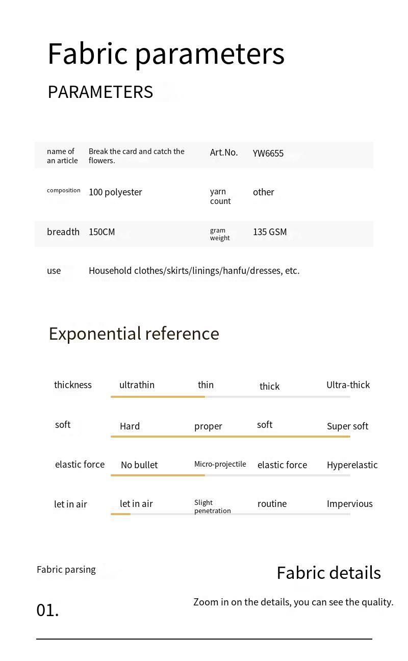 YW6655 broken card hand-grasped floral fabric, lining fabric for home wear, dress, Hanfu, and formal wear - Image 2