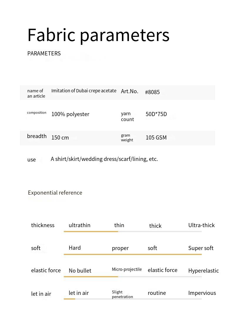 imitation acetate Dubai crepe women's dress fabric, shirt dress wedding dress scarf lining fabric - Image 2